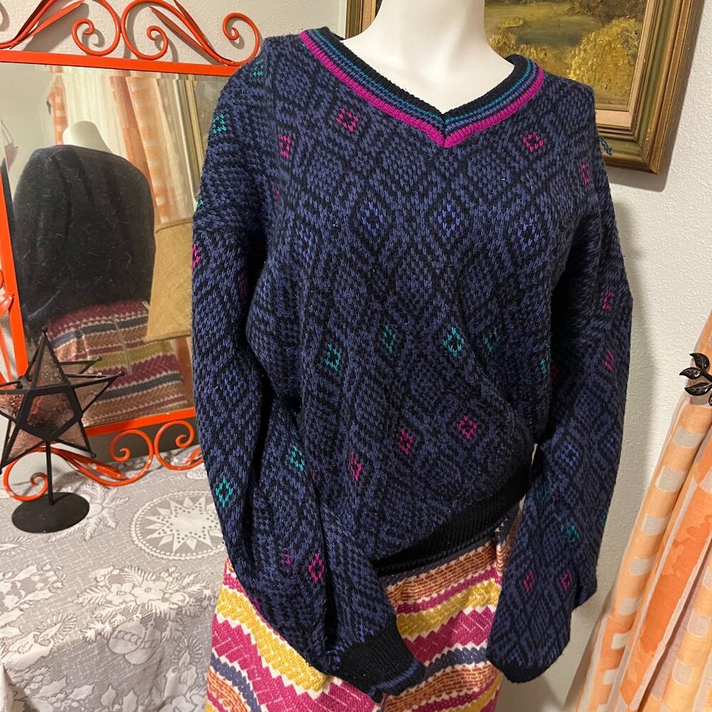 Vintage Chamonix Argyle Sweater - Size L